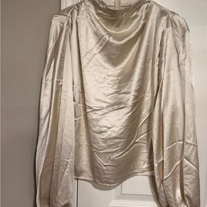 Elegant Cream Satin Look Blouse